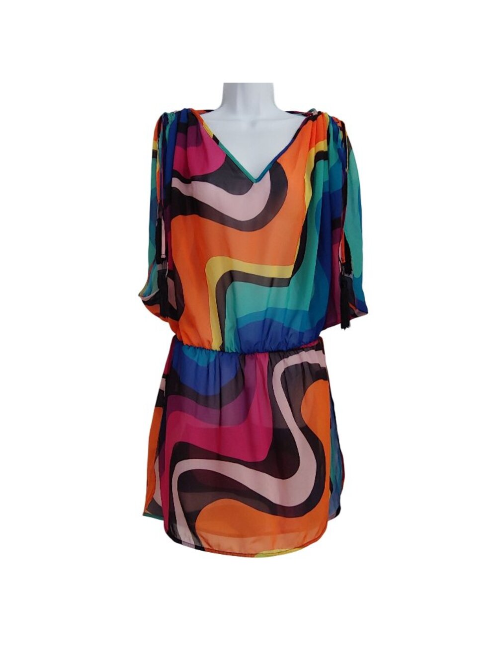 Kurt Geiger Vibrant Abstract Swirl Swim Cover Up Resort Beach Tunic L - Picture 1 of 14